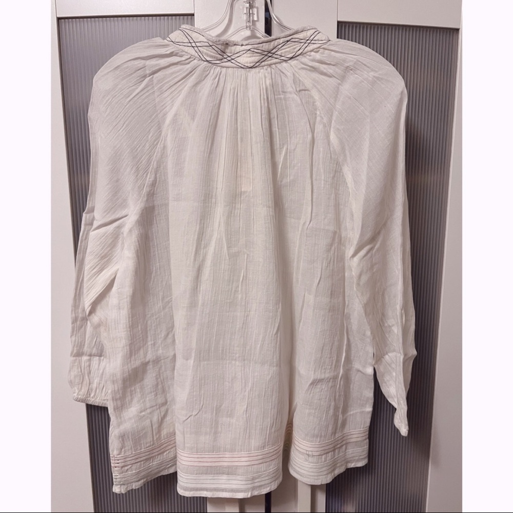 NWT Anthropologie Velvet by Graham & Spencer White Lena Peasant Blouse Tunic - Picture 12 of 16